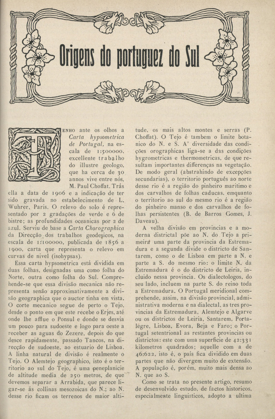 Cover of Origens do portuguez do Sul / F. Adolpho Coelho . - In: Os Serões, nº 46 (Abr. 1909), pp. 317-324