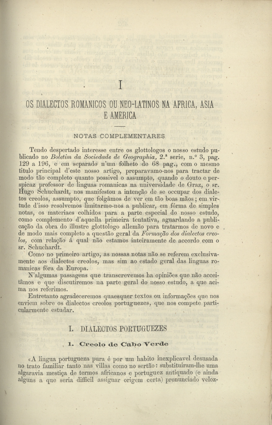 Cover of Os dialectos romanicos ou neo-latinos na Africa, Asia e América : notas complementares / F. Adolfo Coelho . - Sep. de Boletim da Sociedade de Geografia de Lisboa, S. 3, 8 (1882), pp. 451-478