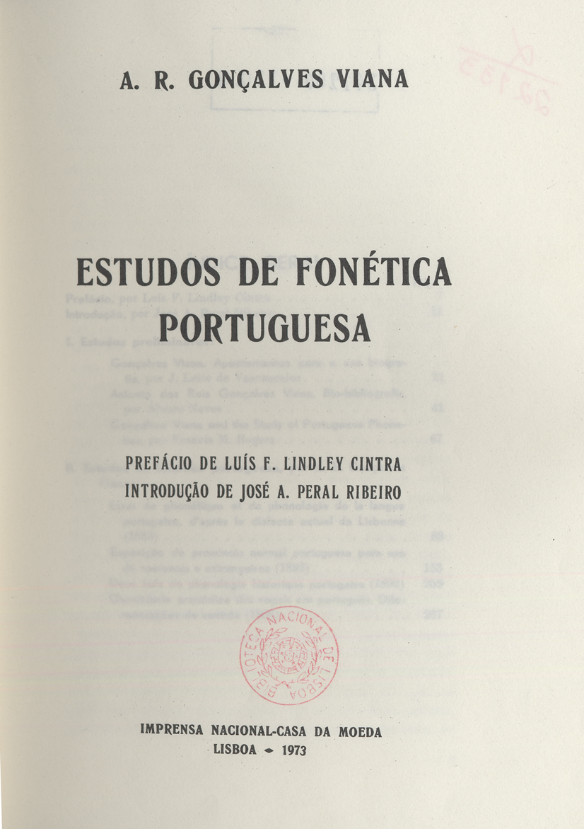 Cover of Estudos de fonética portuguesa / Aniceto dos Reis Gonçalves Viana. - Lisboa : Impr. Nacional-Casa da Moeda, 1973. - 270 p. ; 22 cm