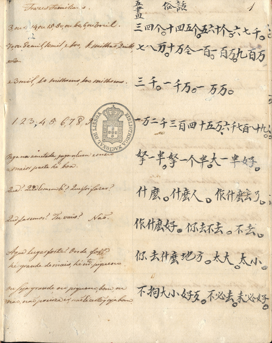 Cover of [Diálogos e frases em chinês-português] / [Padre Joaquim Afonso Gonçalves]. - [17--]. - [1], [185] f., enc. ; 21 cm